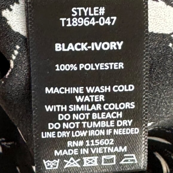 Lush Women's Black-Ivory Button-Down Blouse Long Sleeves Lightweight XL - Picture 6 of 6